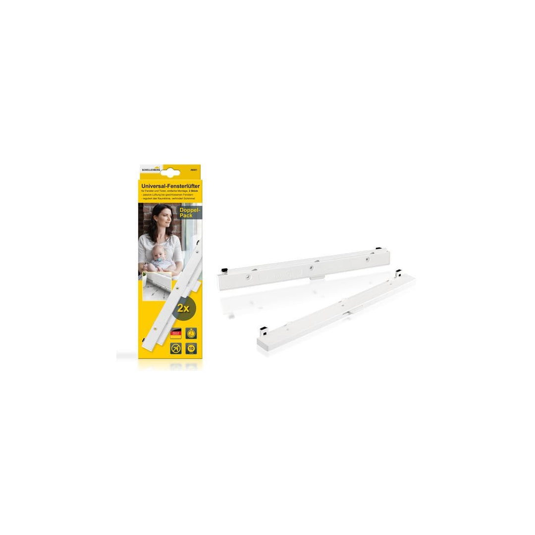 Schellenberg 46601 Universal-Fensterlüfter Passivlüftung für den Fensterflügel, Starterset/Doppelpac