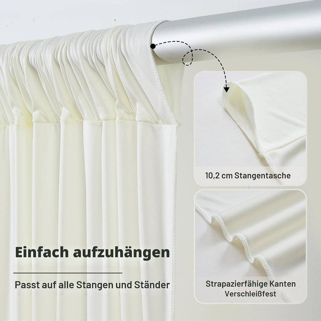 HBBMAGIC 4 Stücke 1,5×3cm Elfenbein Hintergrund Vorhänge für Hochzeit Party 100% Polyester Falten fr