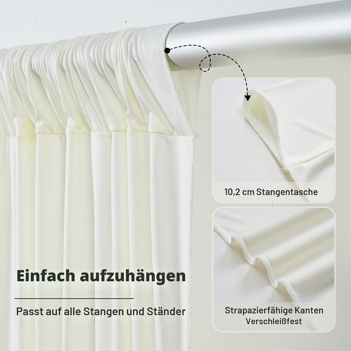 HBBMAGIC 4 Stücke 1,5×3cm Elfenbein Hintergrund Vorhänge für Hochzeit Party 100% Polyester Falten fr