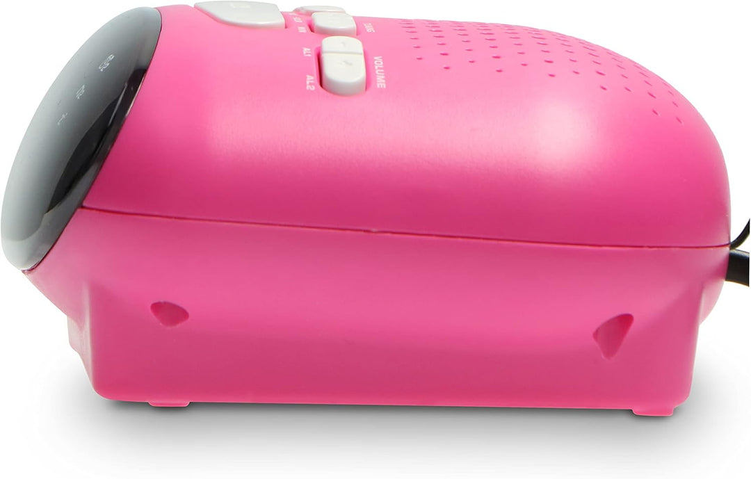 Ices ICR-210 Pink - FM Uhrenradio - Radiowecker mit 2 Weckzeiten - PLL FM - Schlummerfunktion - Slee