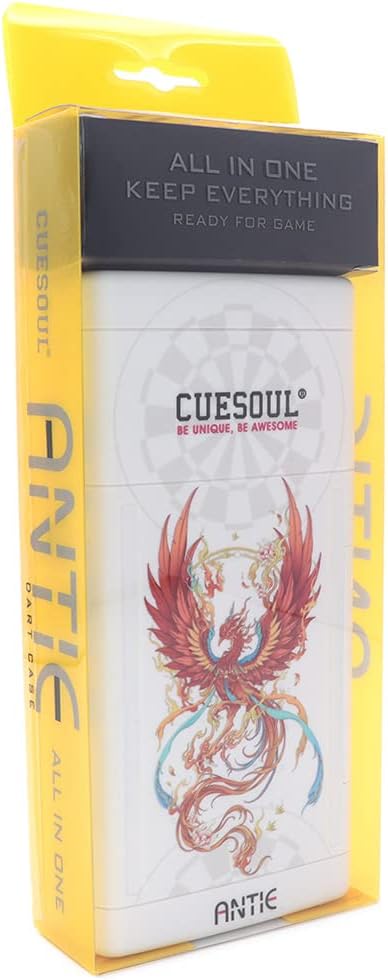 CUESOUL ANTIE Hard Dart Case, Hält 6 Steeldarts/Soft Tip Darts und zusätzliches Zubehör, mit Vier my