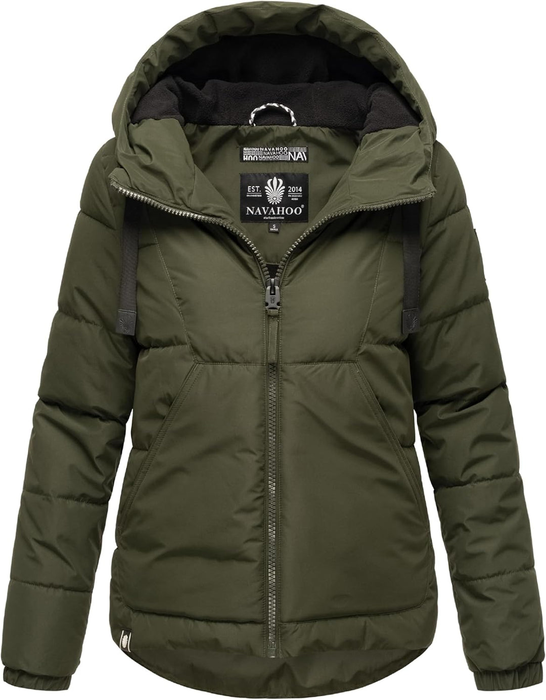 Navahoo Damen Winterjacke Steppjacke warm mit Kapuze Eisbällchen XS-XXL XXL Dark Olive, XXL Dark Oli