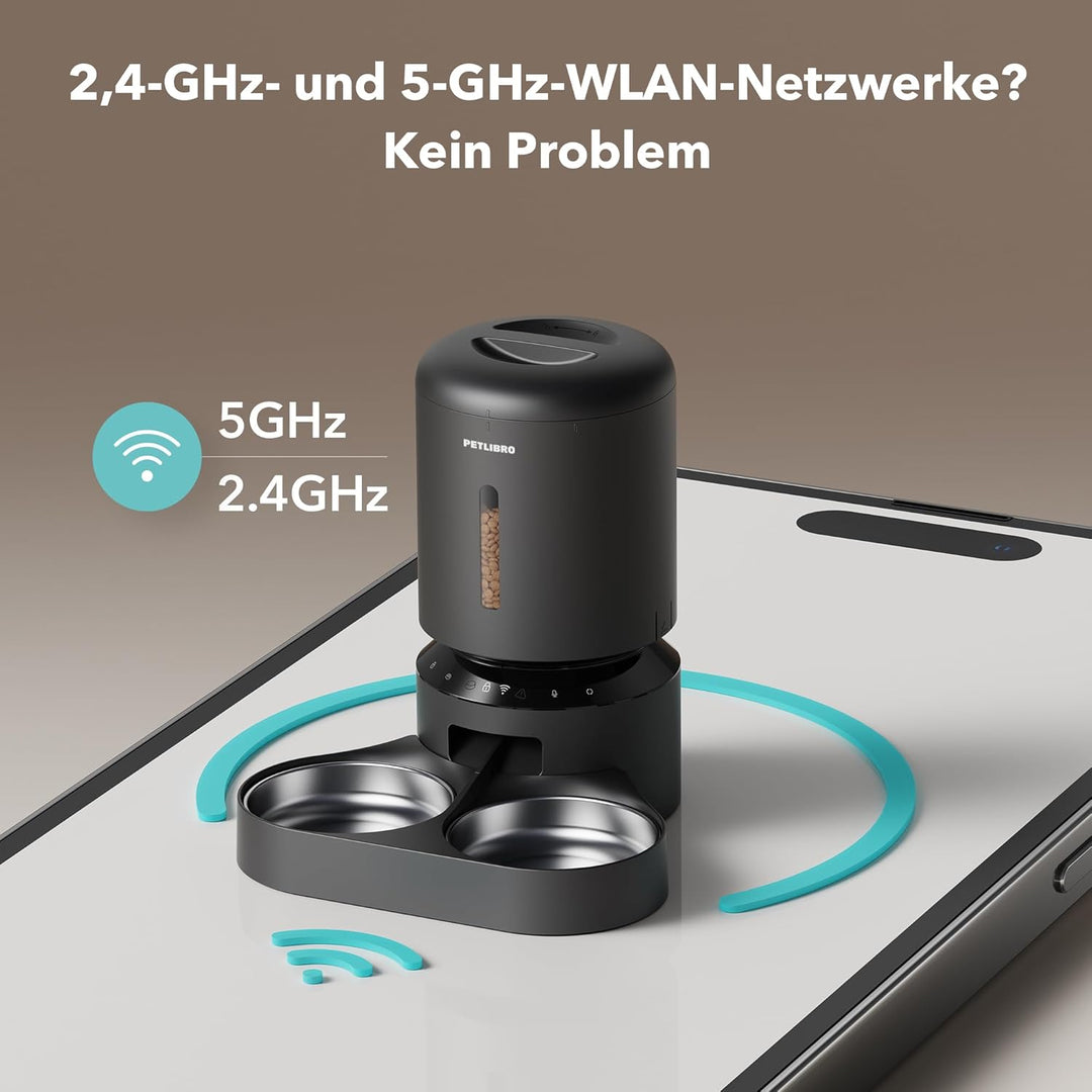 PETLIBRO 5G Wi-Fi Futterautomat für 2 Katzen und Hunde mit APP, WLAN-Haustierfutterspender, Automati