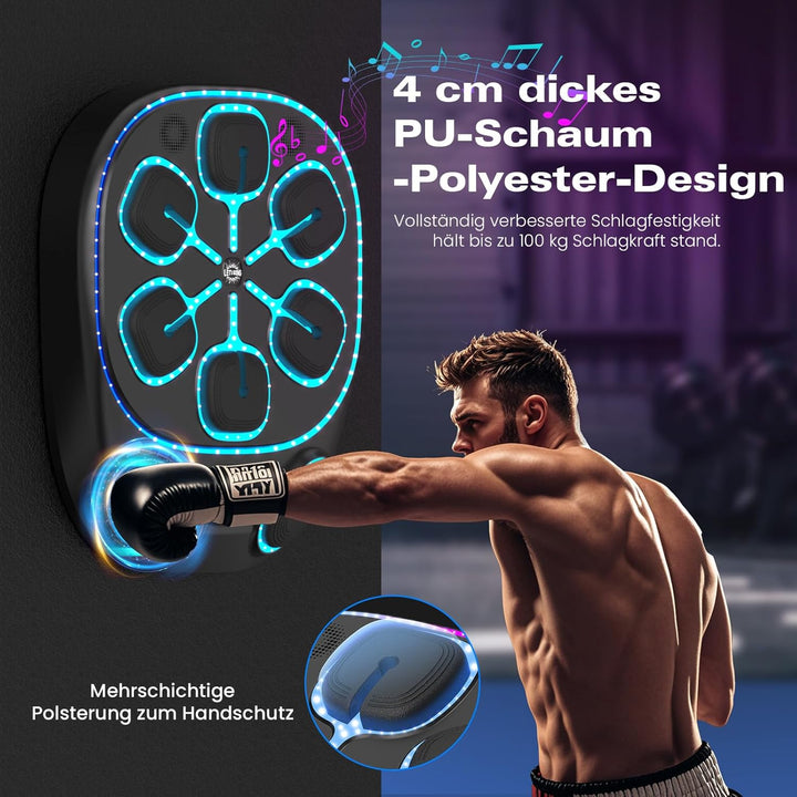 RevFit Music Boxing Machine mit LED-Lichtern, Bluetooth, 9 Geschwindigkeitsmodi & Zählmodus, Elektro
