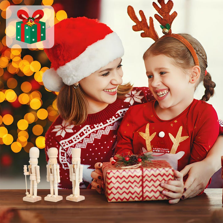 MAGICLULU 3 Stück Weihnachts-Nussknacker Aus Holz Unvollendet Nussknacker Aus Holz Zum Bemalen Unbem