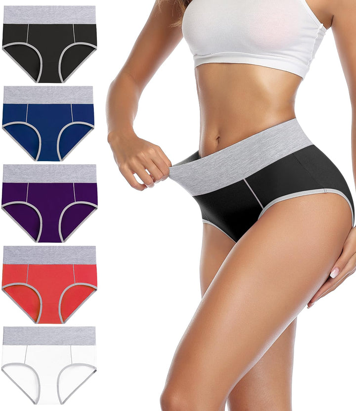 wirarpa Unterhosen Damen Baumwolle Unterwäsche Frauen Taillenslip Hohe Taille Slip 5er Pack XL Mehrf