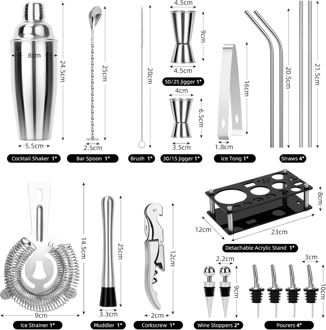 Cinnani Cocktail Set 20-teilig-Professional Cocktail Mixing Set-Cocktail Shaker Set mit Ständer und