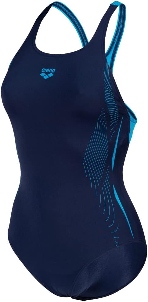 ARENA Damen Women's Swimsuit Swim Pro Back Graphic Lb One Piece Swimsuit 36 Marine-türkis, 36 Marine