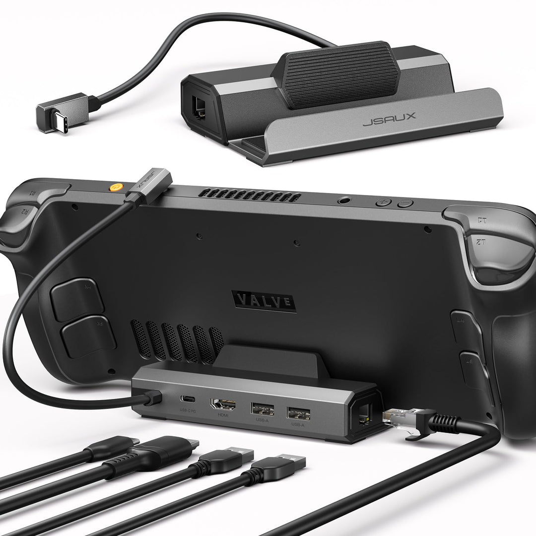 JSAUX Docking Station für Steam Deck, 5-in-1 Steam Deck Dock mit HDMI 2.0 4K@60Hz, Dual USB 2.0, 100