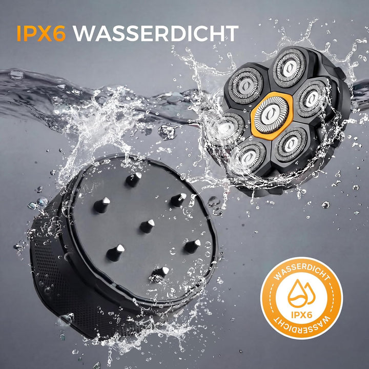 Glatzen Rasierer Herren, 180 Min Akku & flexibler 360grad-Scherkopf, Magnetische Leicht zu Reinigen,