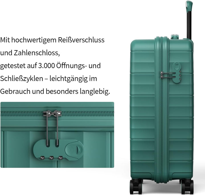 Hartschalenkoffer Mittelgross aus Polypropylen - Leicht Reisekoffer | Robuster Koffer Trolley | 4 Ro