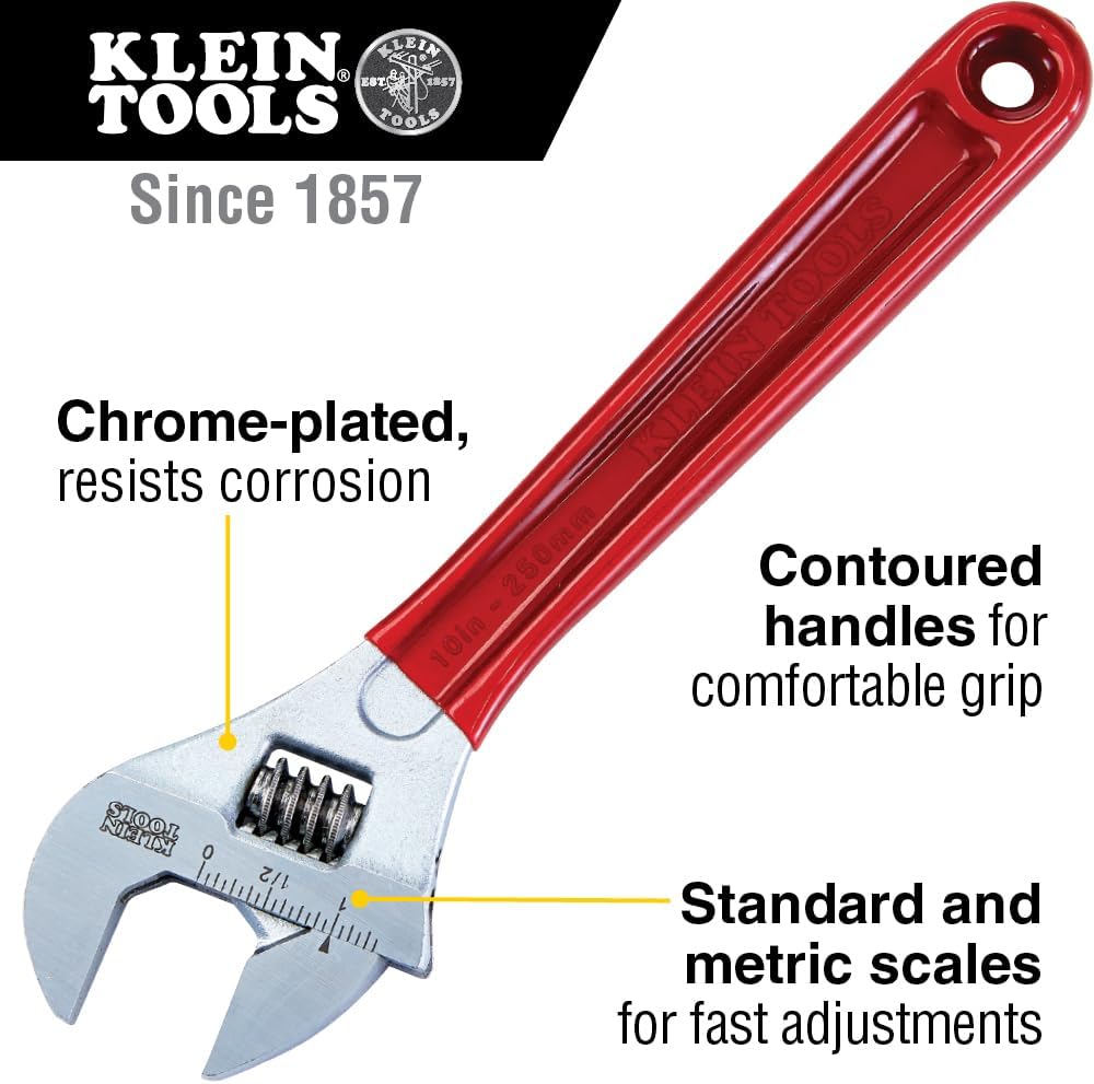 Klein Tools D507-10 Rollgabelschlüssel mit Extra-Kapazität, Rot 257 mm getauchter Griff, 257 mm geta