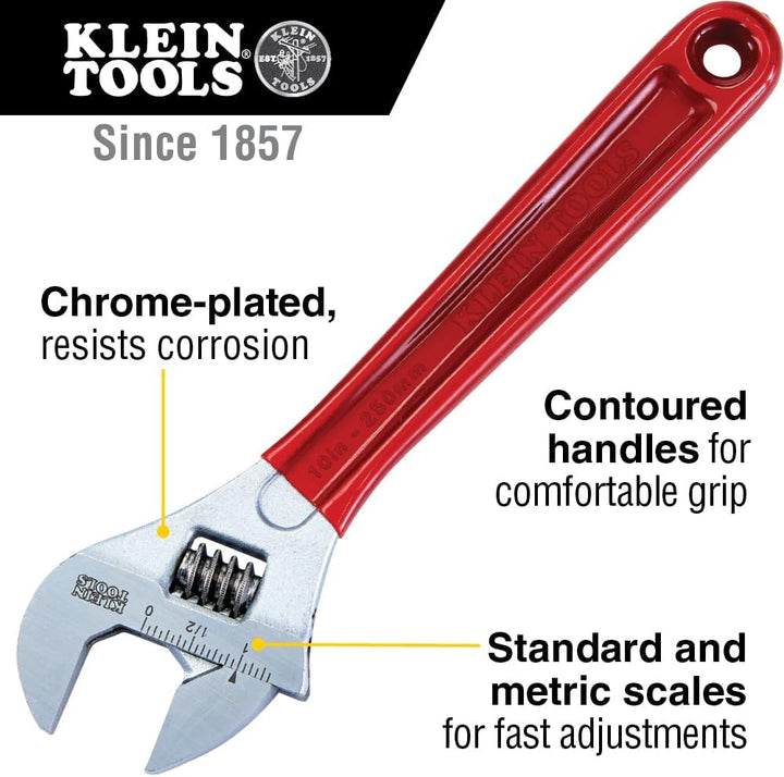 Klein Tools D507-10 Rollgabelschlüssel mit Extra-Kapazität, Rot 257 mm getauchter Griff, 257 mm geta