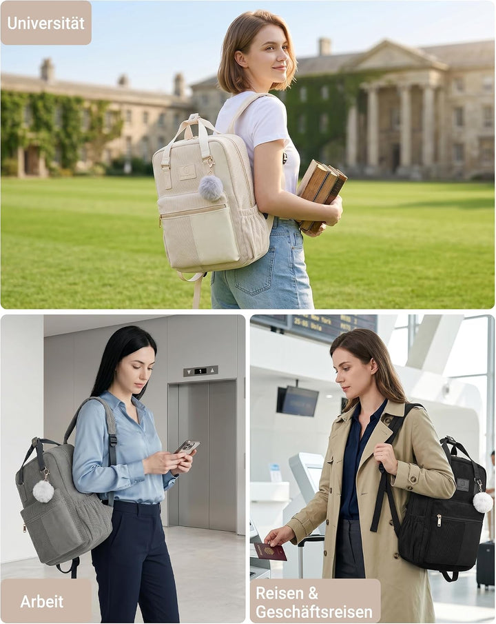 Makukke Rucksack Damen&amp;Herren, Cord Daypack Anti-Theft Tasche Casual Schultasche Citytasche, für Sch