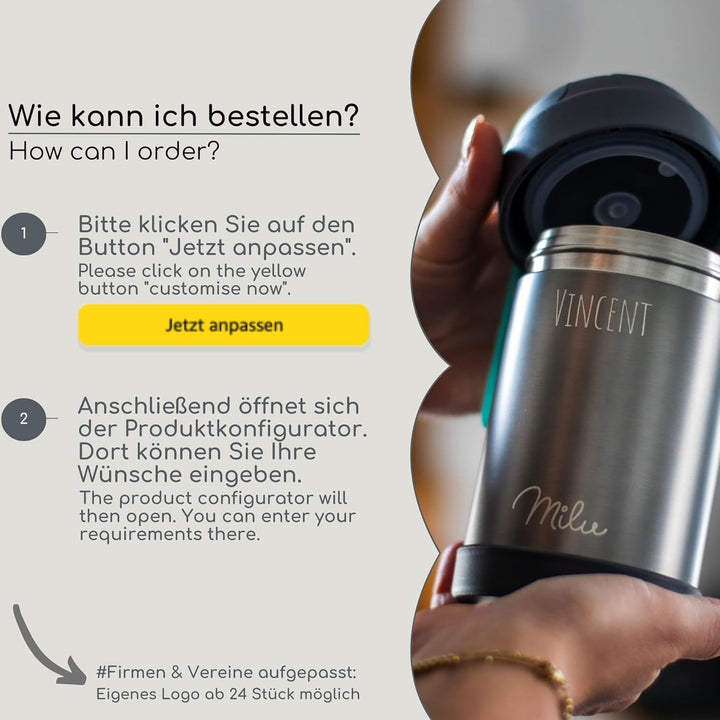 Milu® Thermobehälter 440ml mit Gravur personalisiert - Weihnachtsgeschenke für Frauen & Männer I Ges
