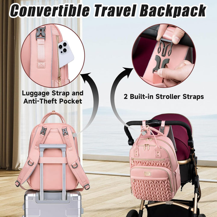Wickeltaschen-Rucksack, stilvolle Baby-Wickeltasche, wasserdichter Reise-Wickelrucksack mit Wickelun