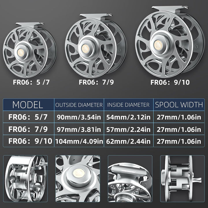 Ashconfish Fliegenfischrolle CNC-gefräste Aluminiumlegierung Fliegenrolle mit 2 + 1BB Korrosionsschu
