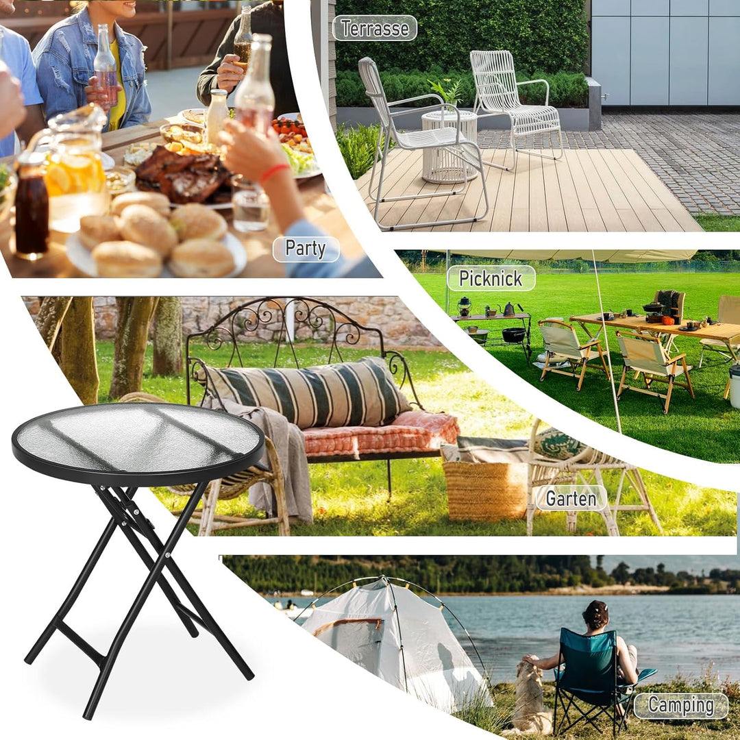 eSituro Klapptisch, Beistelltisch klappbar, Balkontisch Campingtisch Gartentisch Bistrotisch, mit Me