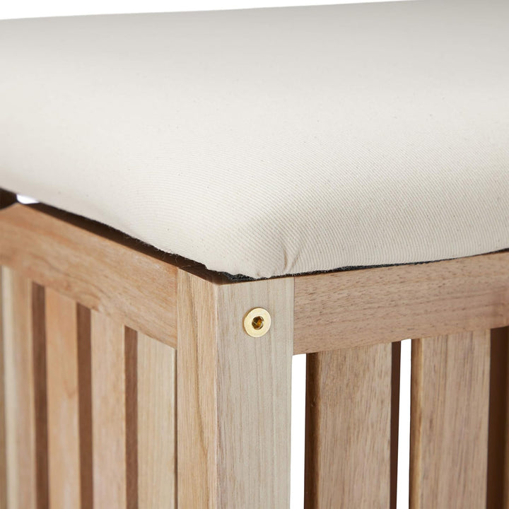 Relaxdays Wäschekorb mit Sitz, Badhocker mit Stauraum, 40 l Wäschesammler, Holz/Stoff, HBT: 51 x 41