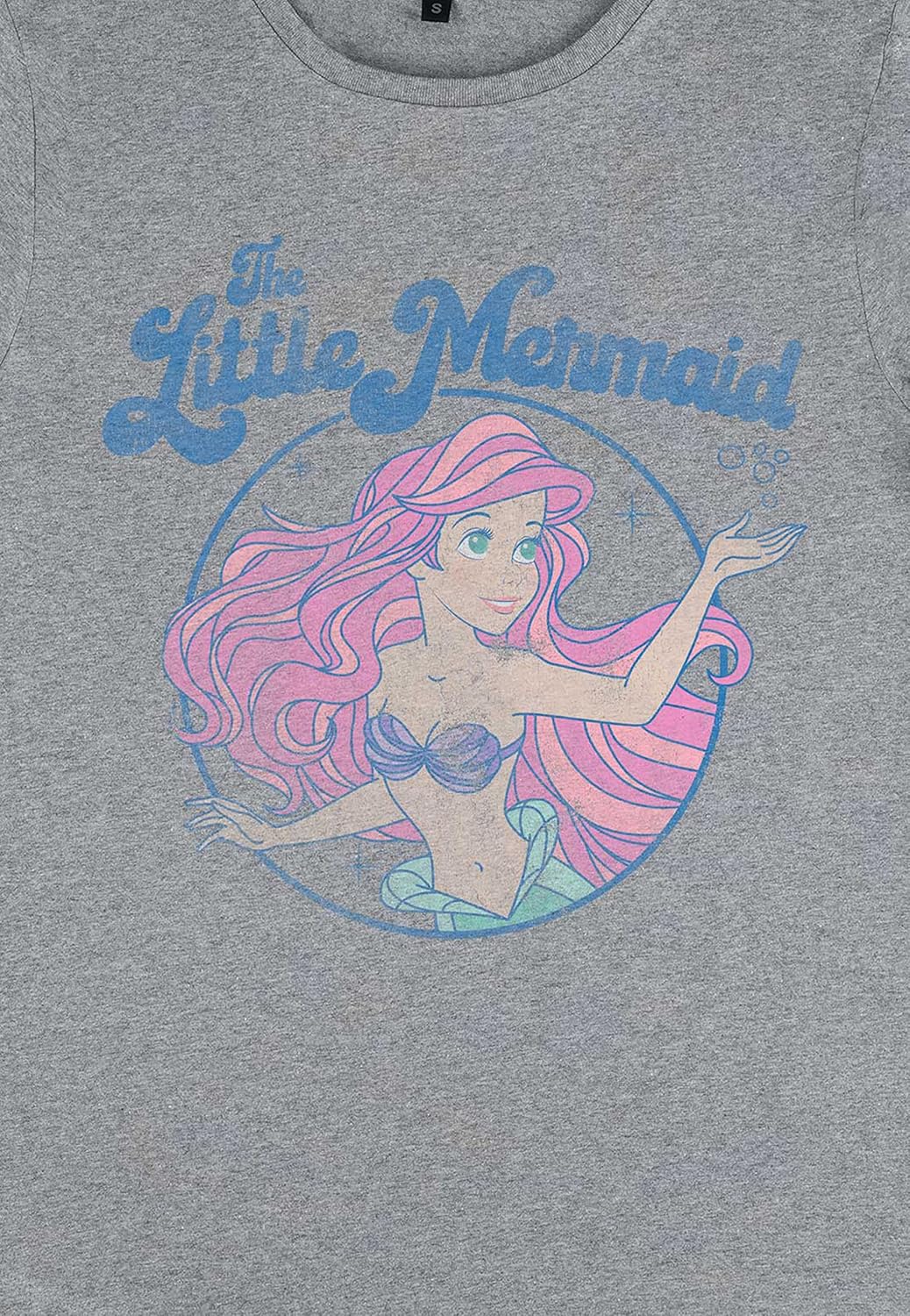 Disney Damen The Little Mermaid Faded Ariel Women's Organic Rolled Sleeve T-shirt XL Melange Grey, X