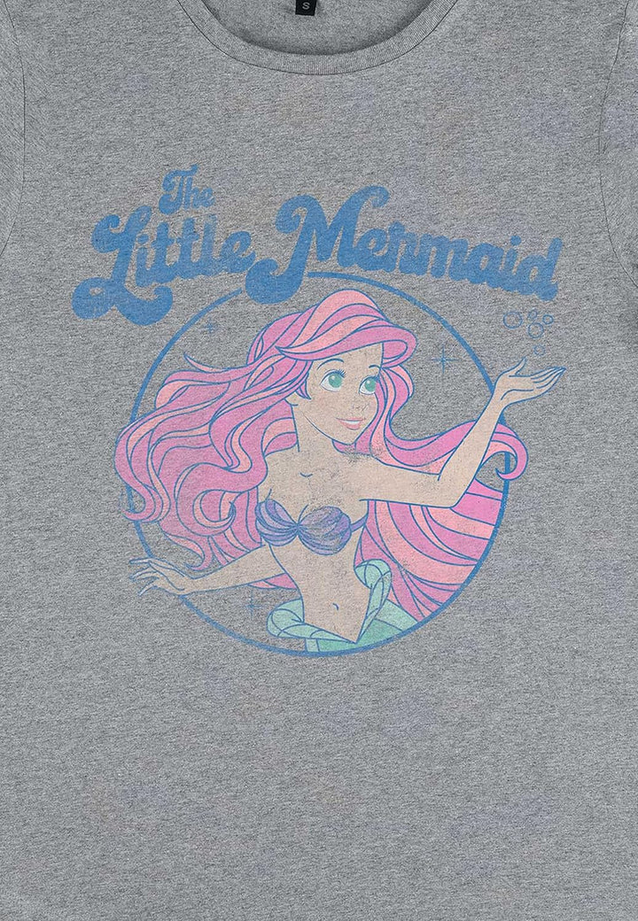 Disney Damen The Little Mermaid Faded Ariel Women's Organic Rolled Sleeve T-shirt XL Melange Grey, X