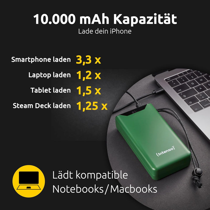 Intenso Powerbank F20000 – 20000 mAh, USB-C & USB-A, Power Delivery & Quick Charge, 20W, Schnelllade