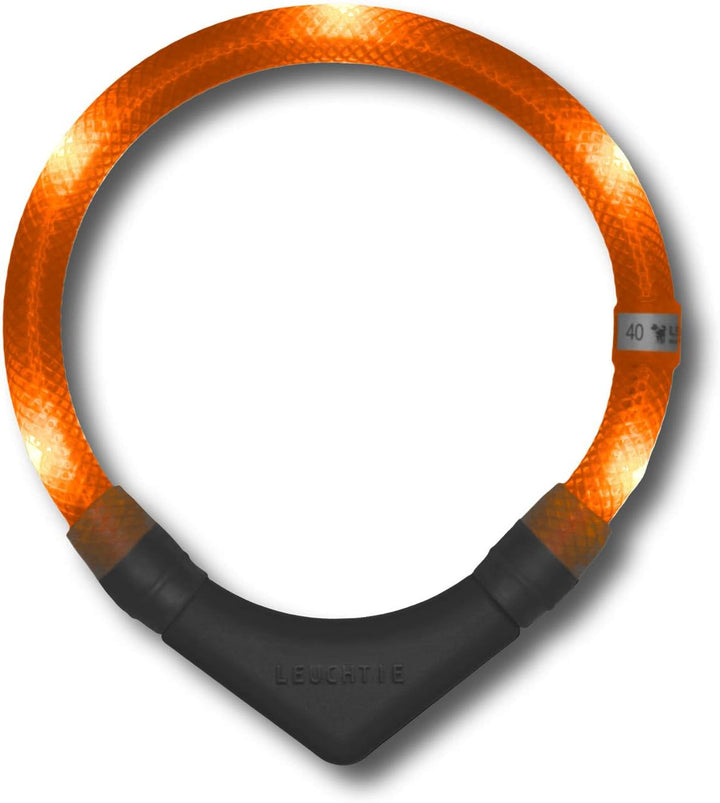LEUCHTIE® Leuchthalsband Plus Sunset-orange Grösse 45 I LED Halsband für Hunde I 100 h Leuchtdauer I
