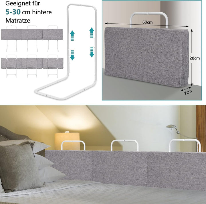 Ikodm Bettgitter 60cm rausfallschutz Bett Bettschutzgitter für Kinder 5-Loch Höhenverstellbar Bett R