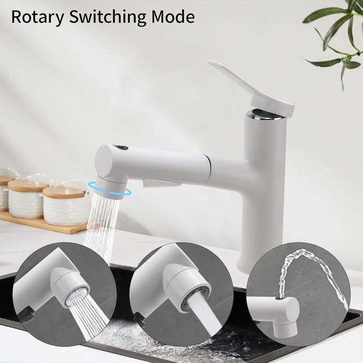 Wasserhahn Ausziehbar Wasserhahn Bad mit 3 Wasserstrahlarten Brause Einhebelmischer Waschbecken Kalt