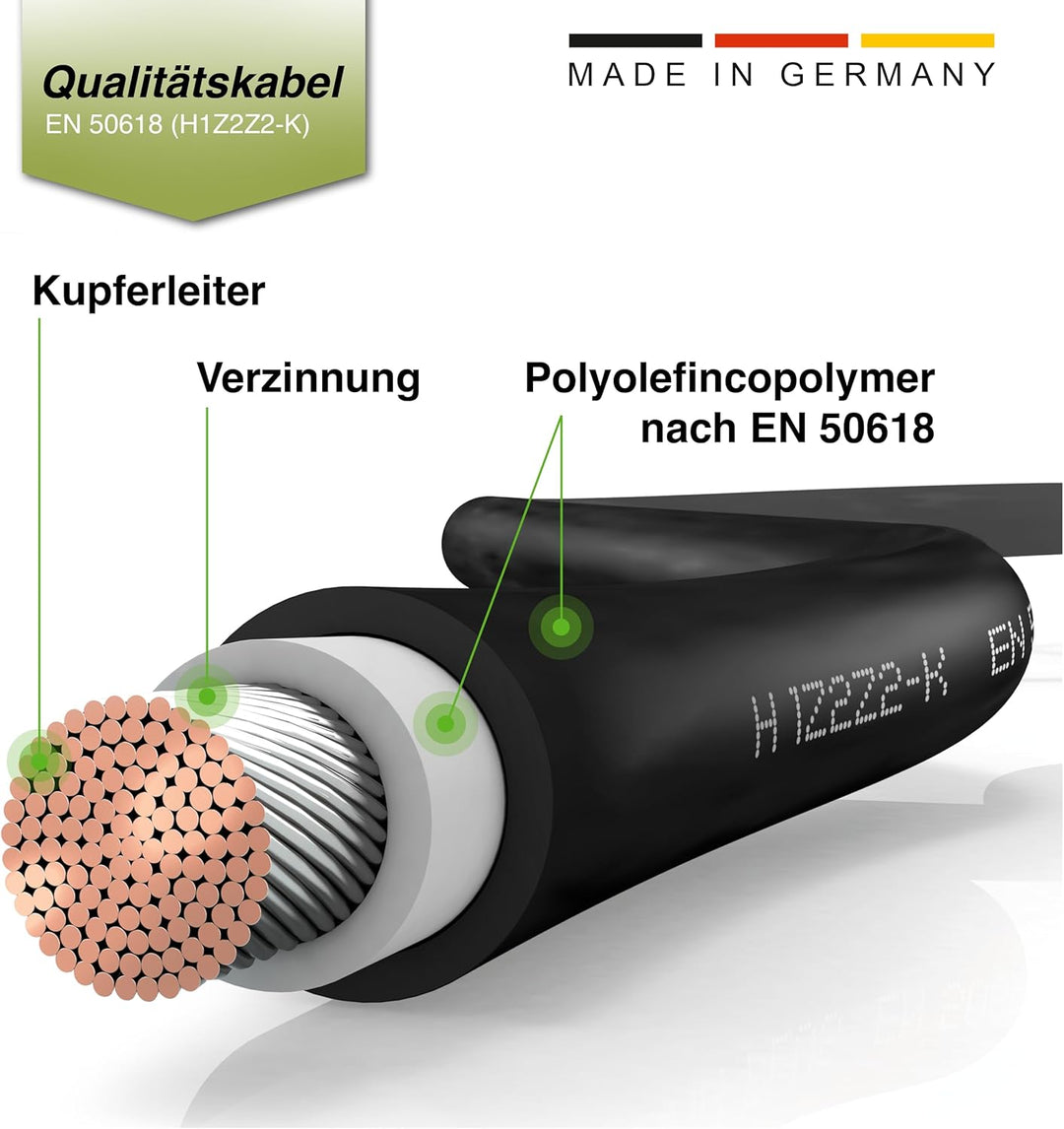solartronics Verlängerungskabel 4mm² inkl. Solarstecker 2x5m TÜV-Zertifiziert - Solar Kabel Verlänge