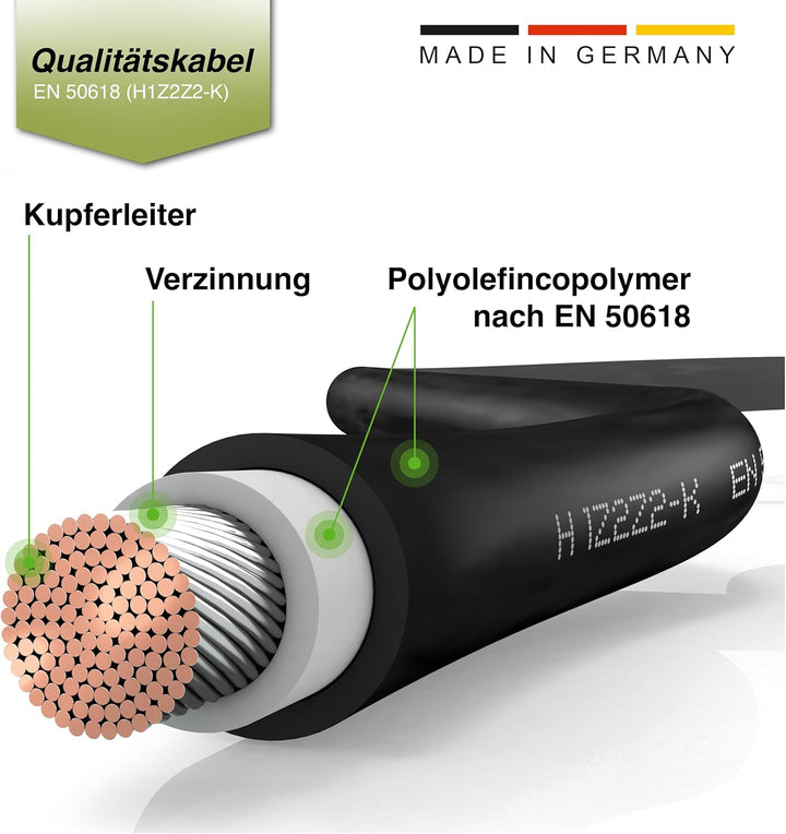 solartronics Verlängerungskabel 4mm² inkl. Solarstecker 2x5m TÜV-Zertifiziert - Solar Kabel Verlänge