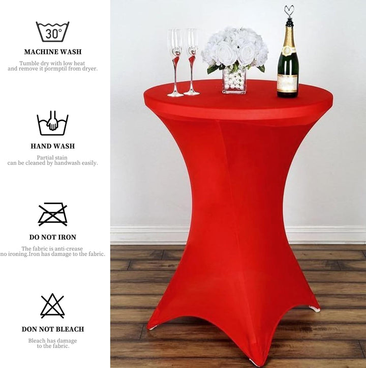 Showgeous 6er-Set Stretch Stehtisch Husse für Bistrotisch Ø 80-85 cm,Rot Stehtischhussen Verstärkung