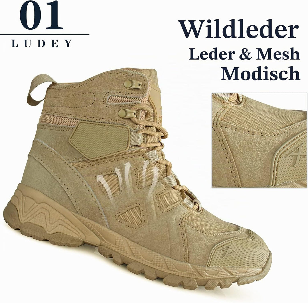 LUDEY Militärstiefel Herren Einsatzstiefel Springerstiefel Bequem Kampfstiefel Tactical Schuhe Dauer