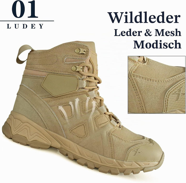 LUDEY Militärstiefel Herren Einsatzstiefel Springerstiefel Bequem Kampfstiefel Tactical Schuhe Dauer
