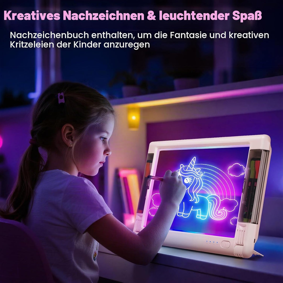 LED-Zeichentafel Wiederaufladbare, 15 Zoll Zeichenbrett &amp; Memoboard 9 Farben Lichteffekte Neon Kunst