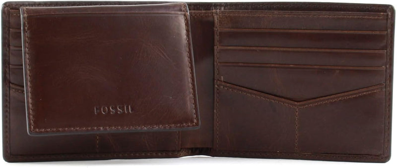 Fossil Herren Derrick Leder Bifold Geldbörse 11,43 cm L x 1,905 cm B x 8,89 cm H Dunkelbraun, Dunkel