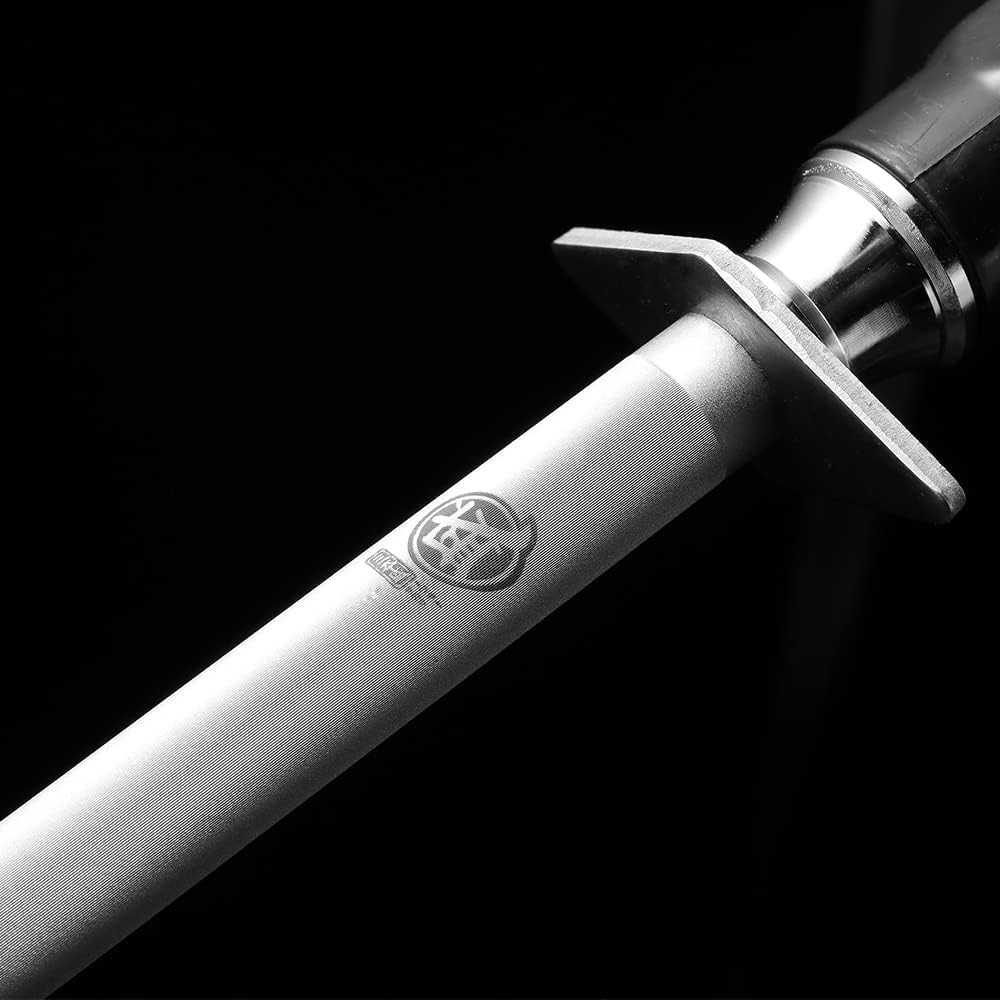 MITSUMOTO SAKARI 40 cm Edelstahl Wetzstab, Japanischer Messerschärfer mit Hohem Kohlenstoffgehalt We