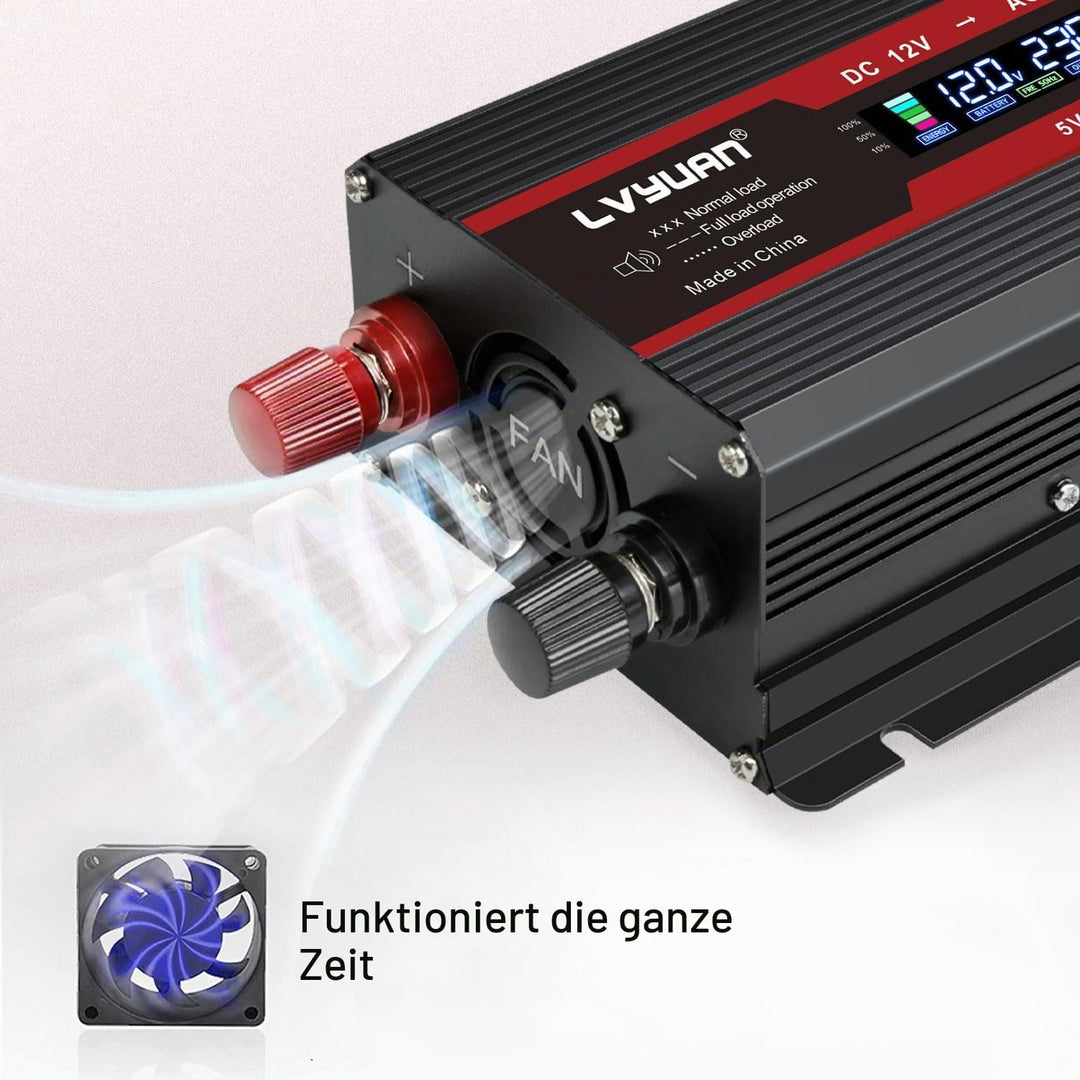 LVYUAN Spannungswandler 12V 230V 1000W / 2000W Wechselrichter LCD mit 2