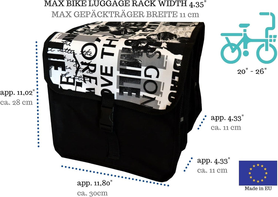 FAHRRADTASCHE Kinderfahrradtasche Satteltasche 20-26" Gepäckträgetasche Doppel (40. Hipster)