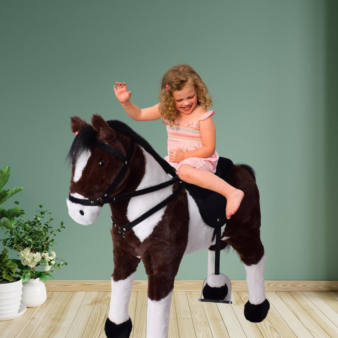 TE-Trend Pferd, 70 cm – Plüschpferd zum Reiten – Kinder Reitpferd mit Sattel, Zaumzeug und Steigbüge