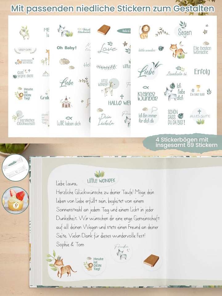 Legezon Meine Taufe – Gästebuch & Erinnerungsbuch zur Taufe mit Aufklebern | Taufgeschenk für Mädche