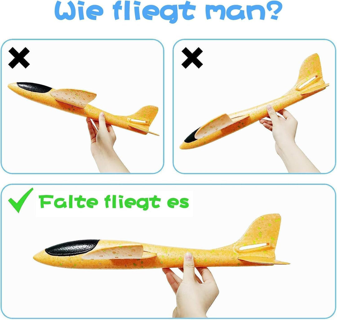 Erinnmy 4 Stück Kinder Schaum Segelflugzeug, 44cm Flugzeug Spielzeug, Segelflugzeug Schaum Flugzeug,