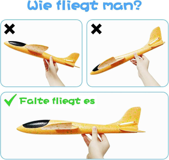 Erinnmy 4 Stück Kinder Schaum Segelflugzeug, 44cm Flugzeug Spielzeug, Segelflugzeug Schaum Flugzeug,