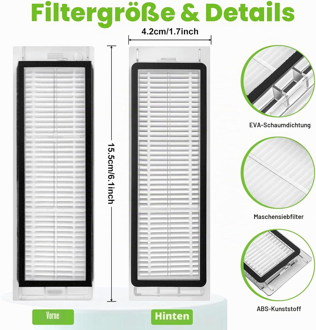 10 Stück Hepa-Filter für Xiaomi Roborock S5 Max S6 S6 Pure S6 MaxV S60 S65 S5 S50 S55 E25 E35 Staubs
