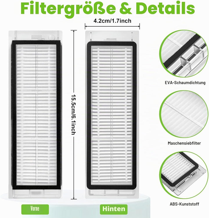 10 Stück Hepa-Filter für Xiaomi Roborock S5 Max S6 S6 Pure S6 MaxV S60 S65 S5 S50 S55 E25 E35 Staubs