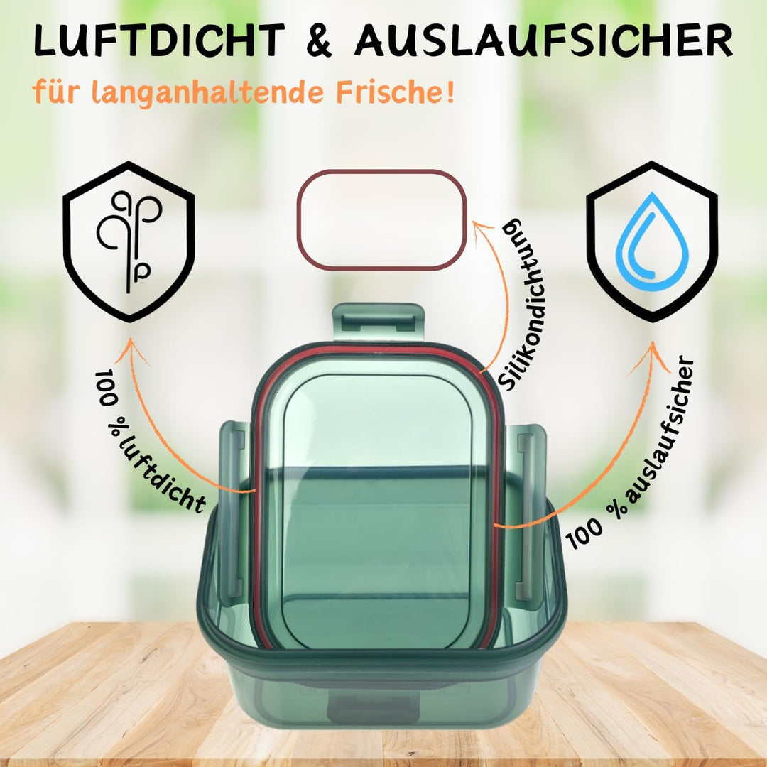 3er Set Aufbewahrungsdosen mit Deckel, luftdicht, auslaufsicher, stapelbar, Vorratsdose, BPA-frei, K