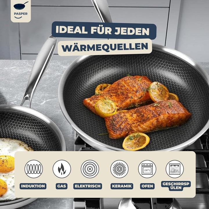 Bratpfanne Ø 20 cm – PFAS-, PTFE- und PFOA-frei –Induktion, Elektro, Keramik, Gas & Backofen – Edels
