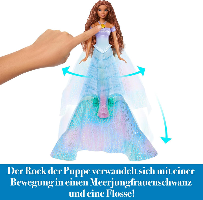 Mattel Disney Prinzessin Arielle Puppe, inspiriert vom Film The Little Mermaid, Verwandlung: Mensch-