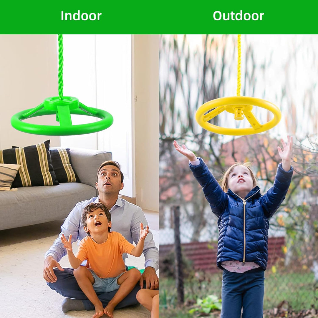 PELLOR Kletterringe Kinder, Lenkradring, Gymnastikringe, Kletterringe für drinnen und draussen Gelb