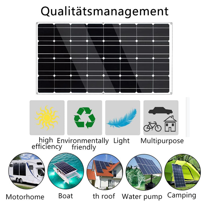 Flexibles 500W Solarpanel Kit 5 * 100W Monokristallin Solarzelle Solarladung mit 50A Controller USB